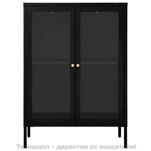 Бюфет, черен, 75x35x105 см, стомана и стъкло
