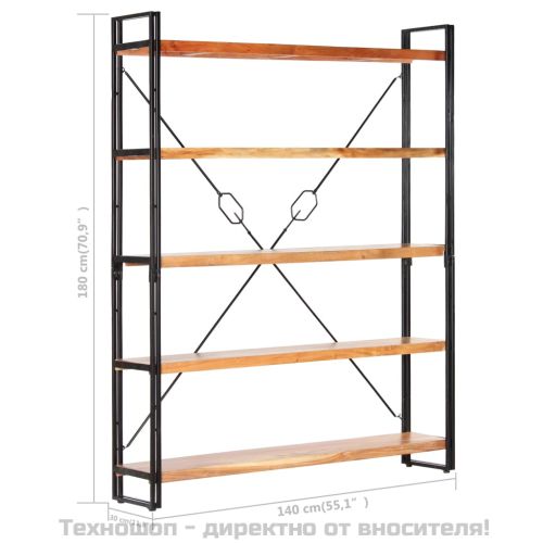 Библиотека с 5 рафта, 140x30x180 см, акация масив