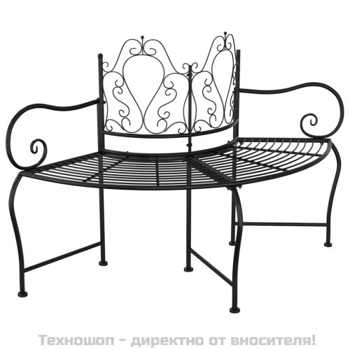 Пейка за около дърво, 150 см, черна, стомана