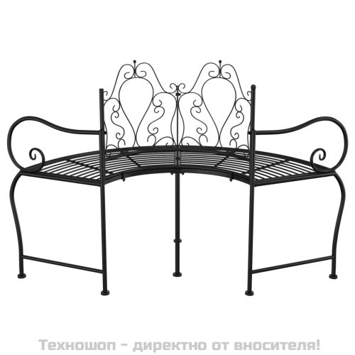 Пейка за около дърво, 150 см, черна, стомана