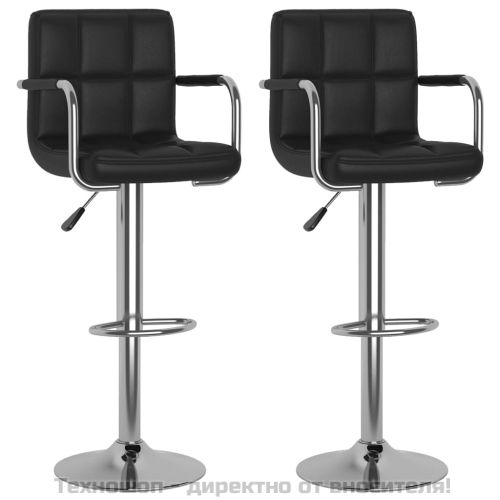 Бар табуретки, 2 бр, черни, изкуствена кожа