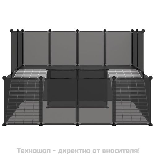 Клетка за малки животни, черна, 143x107x93 см, PP и стомана