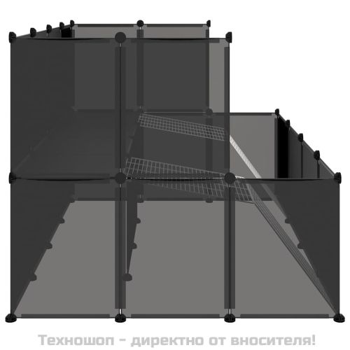 Клетка за малки животни, черна, 143x107x93 см, PP и стомана