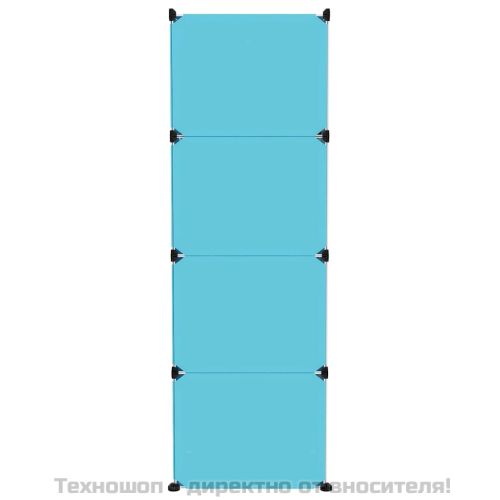 Детски кубичен шкаф за съхранение с 12 куба, син, PP