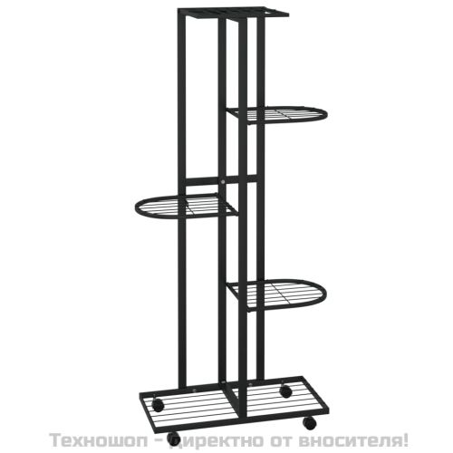5-етажна стойка за цветя на колела 44x23x100 см черна желязо