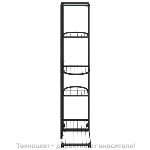 5-етажна стойка за цветя на колела 44x23x100 см черна желязо