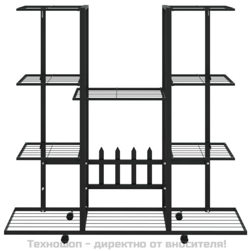Стойка за цветя на колела 94,5x24,5x91,5 см черна желязо