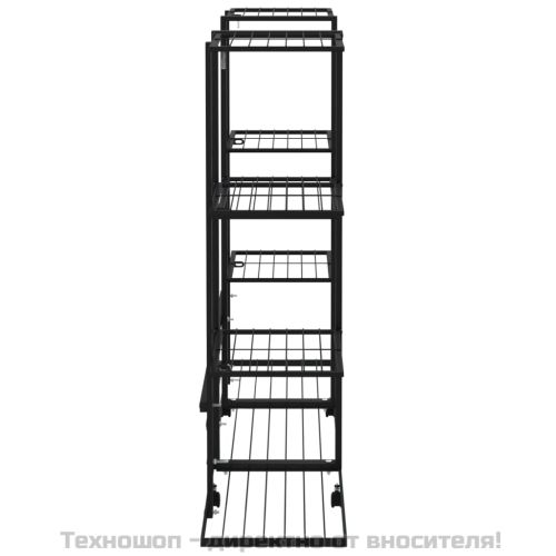 Стойка за цветя на колела 94,5x24,5x91,5 см черна желязо