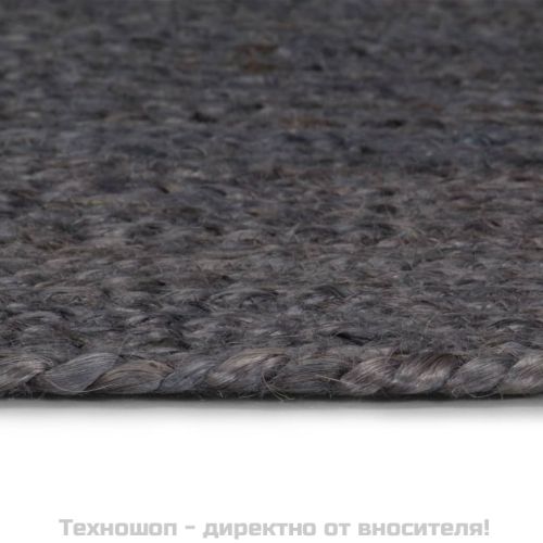 Ръчно тъкан килим от юта, кръгъл, 210 см, тъмносив