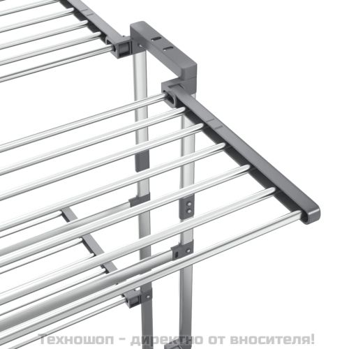 Двуетажен сушилник за дрехи с колелца, сребрист, 60x70x106 см