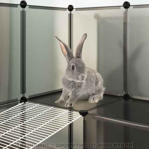 Клетка за малки животни, черна, 143x107x93 см, PP и стомана