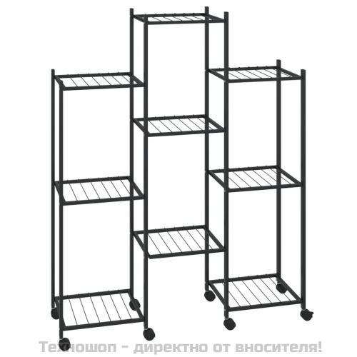 Стойка за цветя на колела 83x25x103,5 см черна желязо