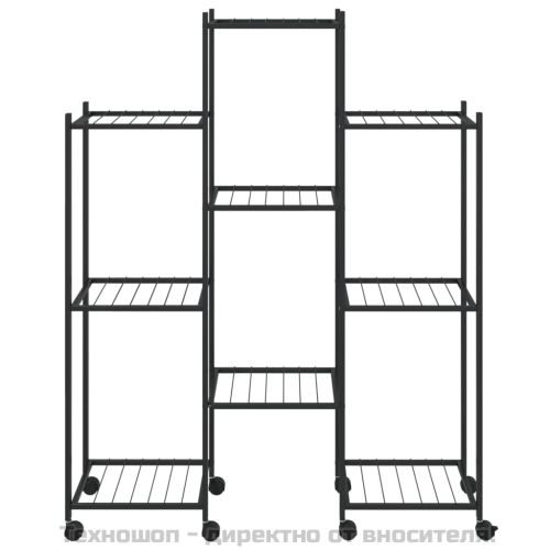 Стойка за цветя на колела 83x25x103,5 см черна желязо