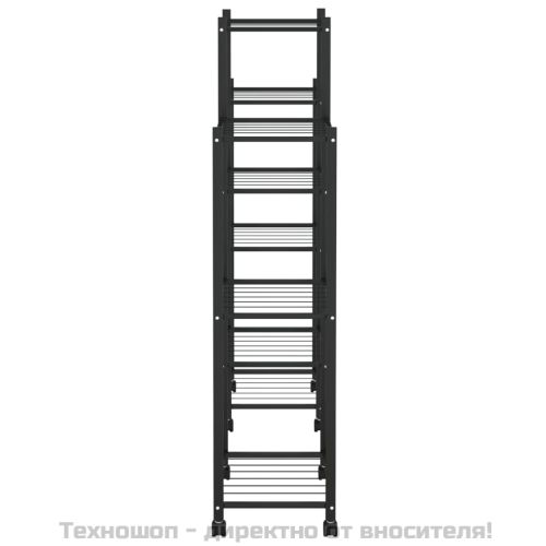 Стойка за цветя на колела 83x25x103,5 см черна желязо