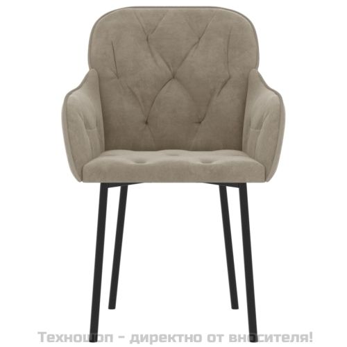Трапезни столове, 2 бр, светлосиви, кадифе