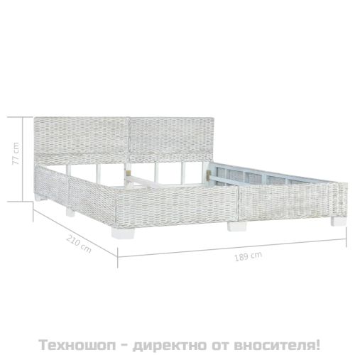 Рамка за легло сив естествен ратан 180x200 см