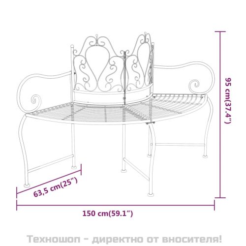 Пейка за около дърво, 150 см, черна, стомана