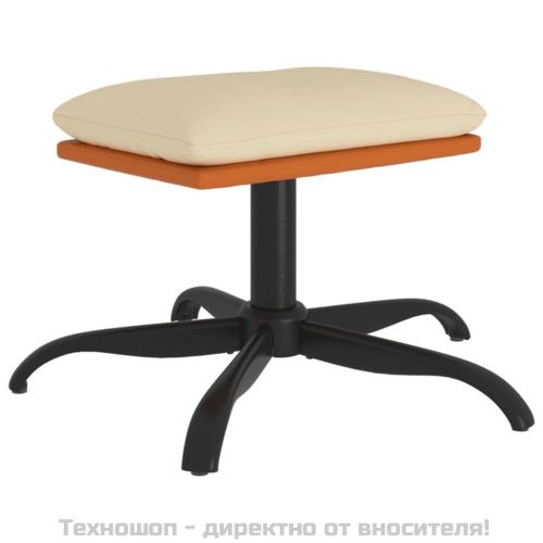 Табуретка, кремава, 60x60x36 см, текстил и изкуствена кожа