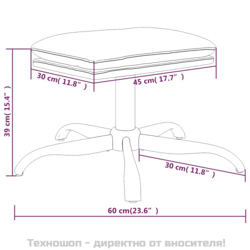 Табуретка, кафява, 60x60x36 см, текстил и изкуствена кожа