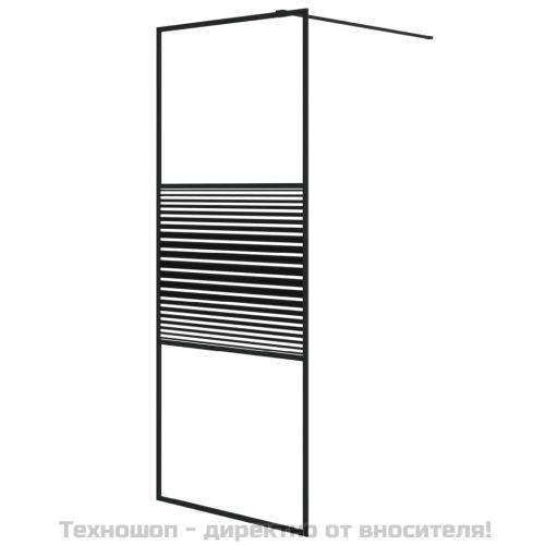Параван за баня черен 80x195 см прозрачно ESG стъкло
