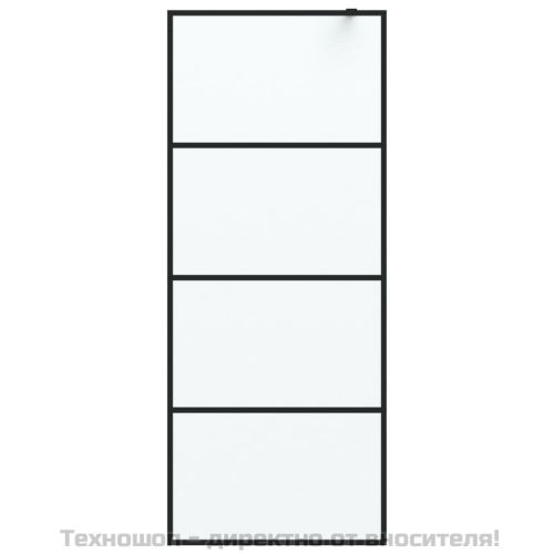 Параван за баня, черен, 80x195 см, матирано ESG стъкло