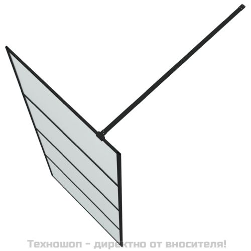 Параван за баня, черен, 80x195 см, матирано ESG стъкло