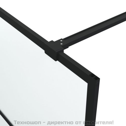 Параван за баня, черен, 80x195 см, матирано ESG стъкло