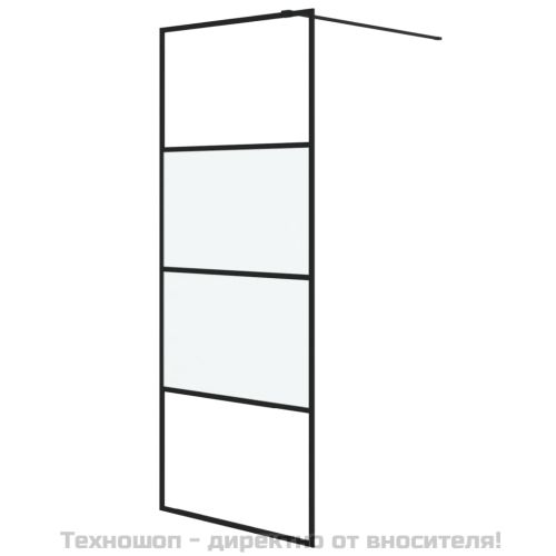 Параван за баня черен 80x195 см наполовина матирано ESG стъкло