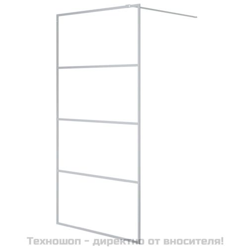 Параван за баня сребрист 100x195 см прозрачно ESG стъкло