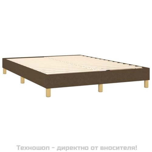 Рамка за легло с пружини, тъмнокафява, 140x200 см, плат