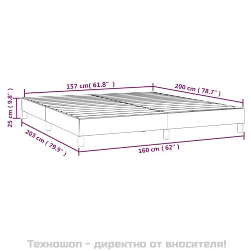 Рамка за легло с пружини, черна, 160x200 см, плат