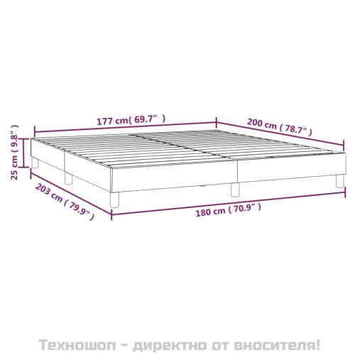 Рамка за легло с пружини, черна, 180x200 см, плат