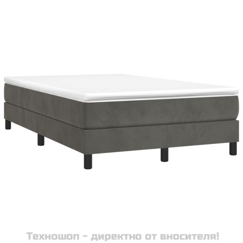 Рамка за легло с пружини, тъмносива, 120x200 см, кадифе