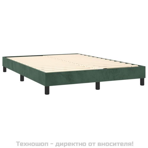 Рамка за легло с пружини, тъмнозелена, 140x190 см, кадифе