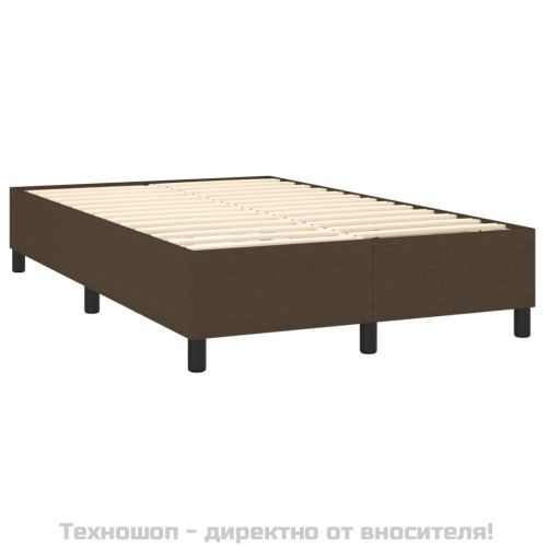 Рамка за легло с пружини, тъмнокафява, 120x200 см, плат