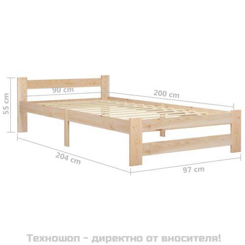 Рамка за легло, бор масив, 90х200 см