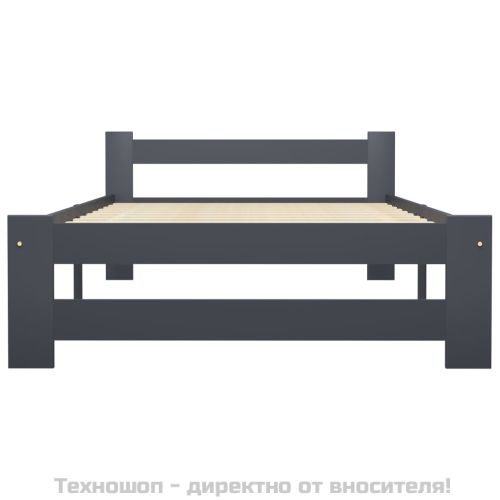 Рамка за легло, тъмносива, бор масив, 100х200 см