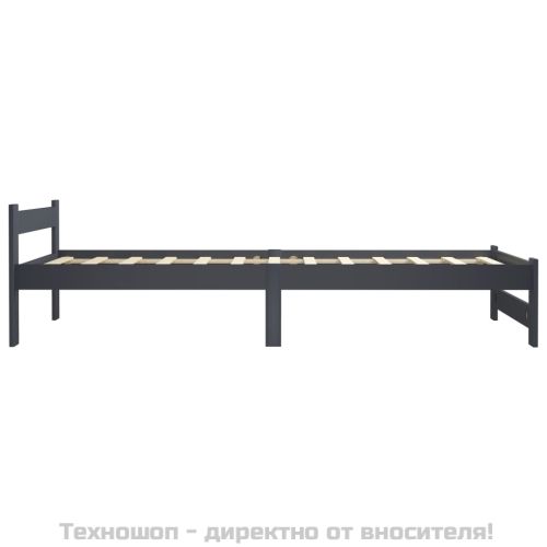 Рамка за легло, тъмносива, бор масив, 100х200 см