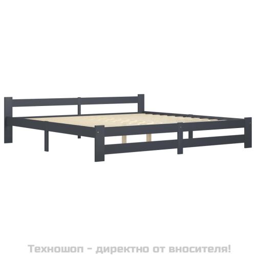 Рамка за легло, тъмносива, бор масив, 200x200 см