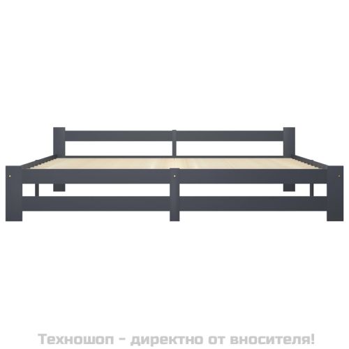 Рамка за легло, тъмносива, бор масив, 200x200 см