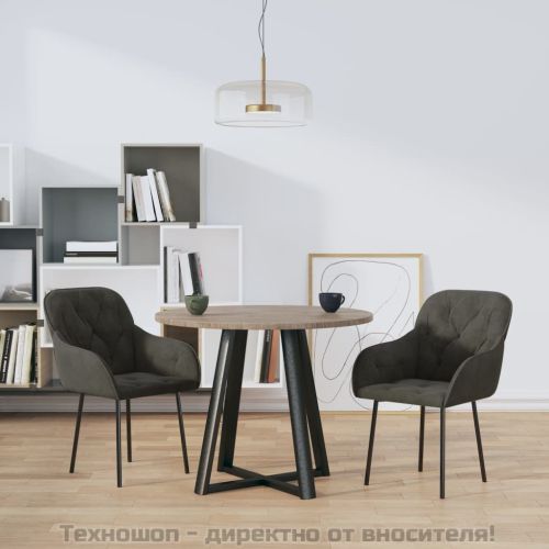 Трапезни столове, 2 бр, тъмносиви, кадифе