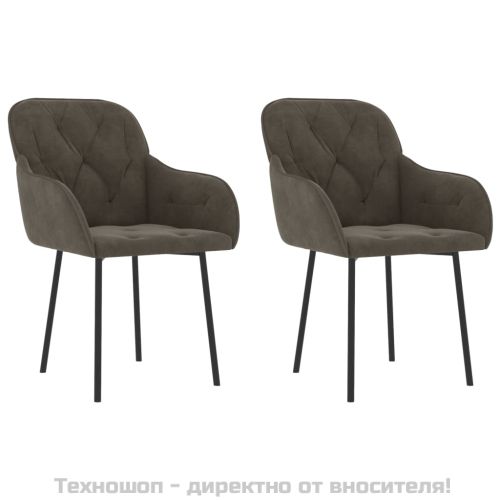 Трапезни столове, 2 бр, тъмносиви, кадифе