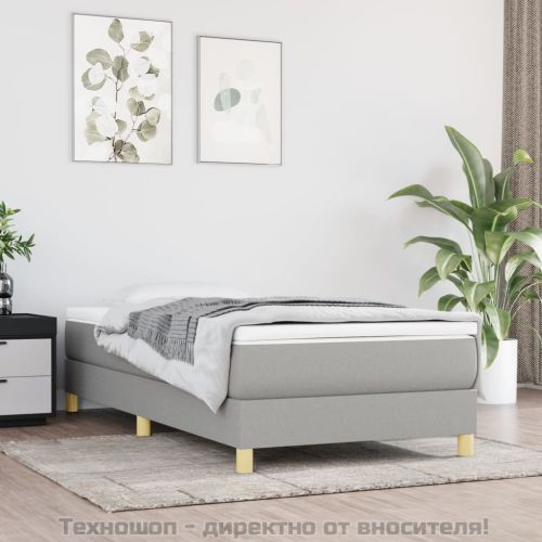 Рамка за легло с пружини, светлосива, 90x200 см, плат