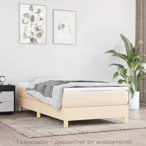 Рамка за легло с пружини, кремави, 90x200 см, плат