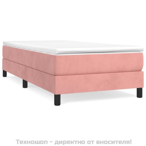 Рамка за легло с пружини, розова, 100x200 см, кадифе