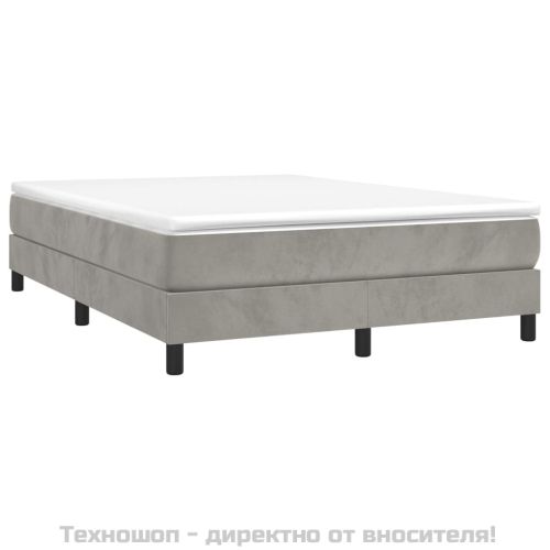 Рамка за легло с пружини, светлосив, 140x190 см, кадифе