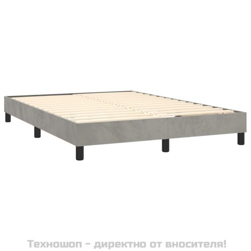 Рамка за легло с пружини, светлосив, 140x190 см, кадифе