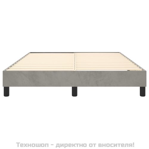 Рамка за легло с пружини, светлосив, 140x190 см, кадифе