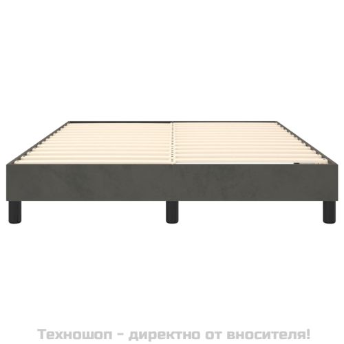 Рамка за легло с пружини, тъмносива, 140x190 см, кадифе