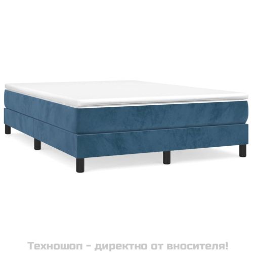 Рамка за легло с пружини, тъмносиня, 140x200 см, кадифе